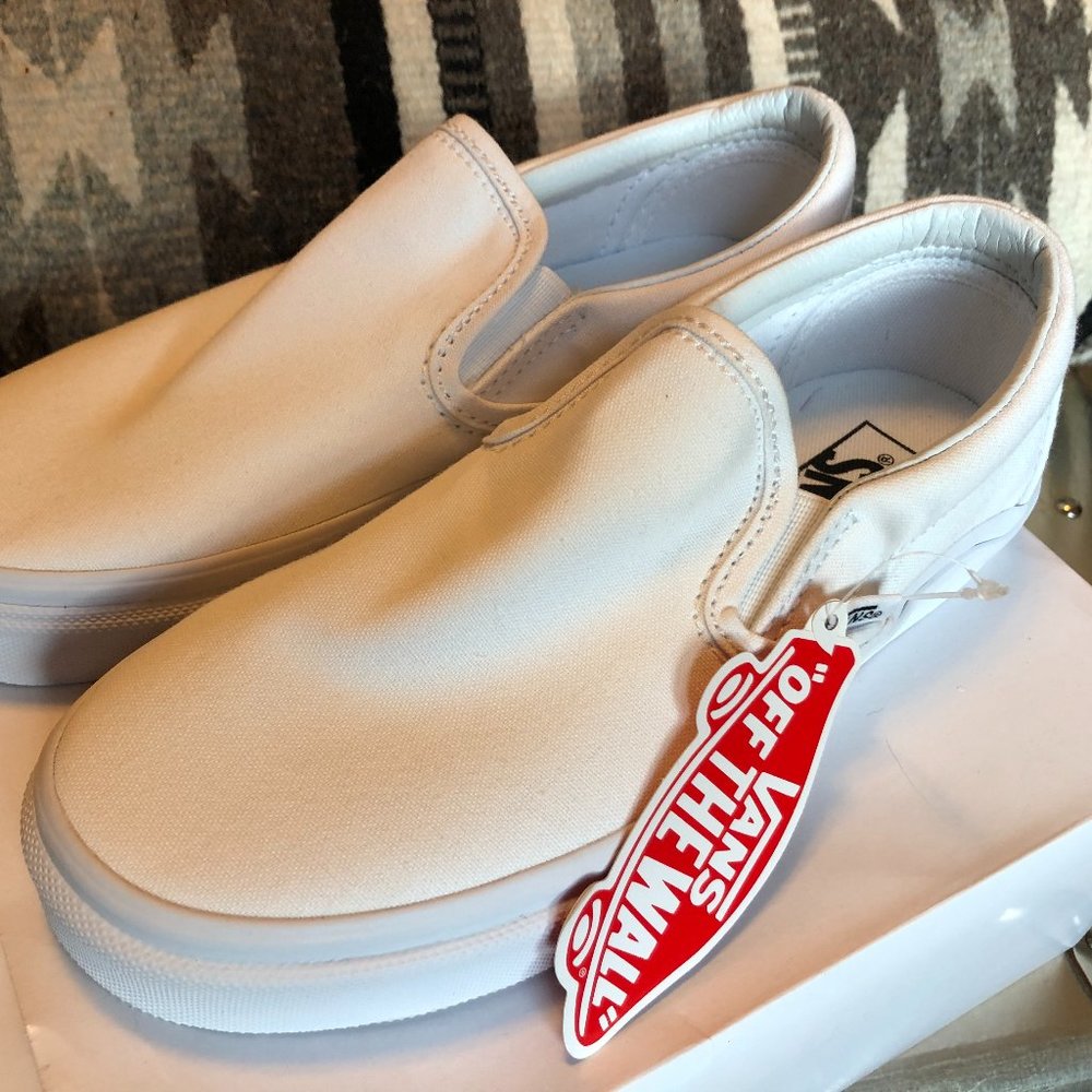 NWT White Slip On Vans Size 5 Womens 3.5 Boys